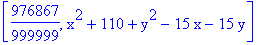 [976867/999999, x^2+110+y^2-15*x-15*y]